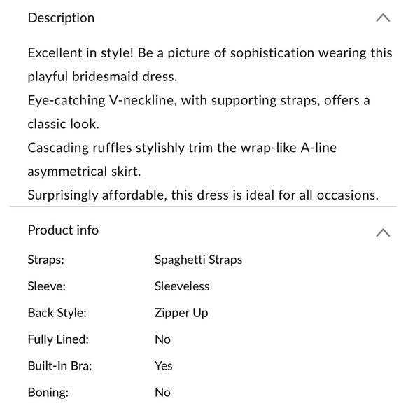 Formal Dress — A-Line V-neck Asymmetrical Chiffon, Cascading Ruffles, Size 6(US) - Picture 8 of 8